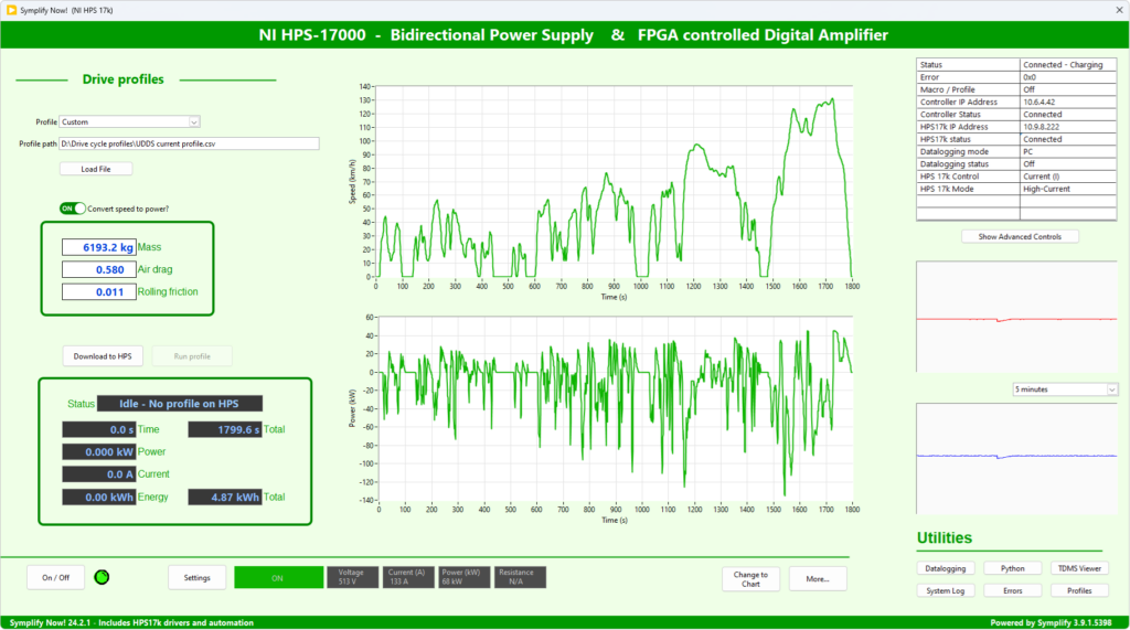 Symplify interface to create and execute drive profiles 